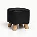 Podnóżki Ottoman Kwadratowy Podnóżek Z Litego Drewna, Podnóżek Na Krzesło Podnóżek Faux Leather Cover I 4 Nogi Sofa Home Niski Stołek,Czarny,Highend5