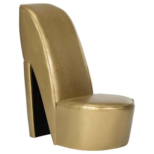 ULUYYUC Fauteuil Design Chaussure Talon Haut Doré 43 x 82,5 x 85,5 cm Similicuir Résistant 110 kg Chaise Salon Fête Assise Originale pour Chambre Salle à Manger