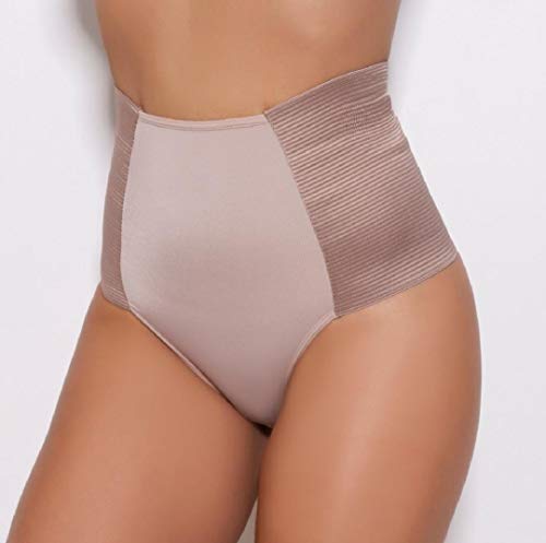 Kit com 5 Calcinha Cós Alto Cinta Modeladora Reduz Medidas (BEGE, P)