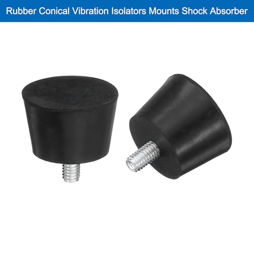 QUARKZMAN 4 Stück Gummikonische Vibrationsisolatoren Montage Stoßdämpfer, 1,18 x 0,79 Gummifüße mit M6 x 12mm Bolzen für Luftkompressoren Garagenmotor Dieselmotoren, Schwarz