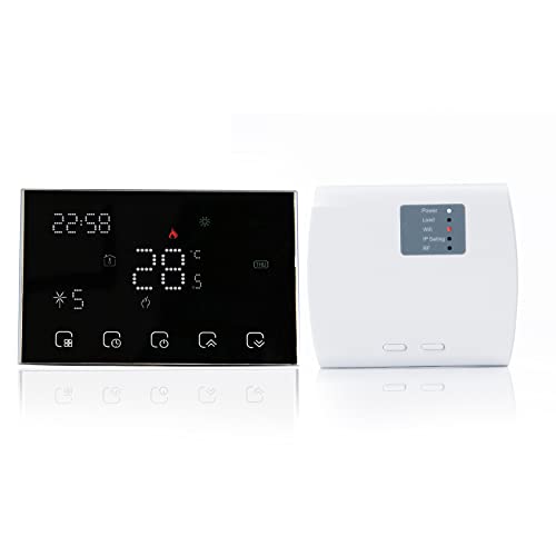 Termostato Smart RF Wifi per riscaldamento elettrico Termostato a parete programmabile per ambiente Funziona con Alexa Google Home, Display touchscreen Regolatore di temperatura wireless, Batteria 2AA