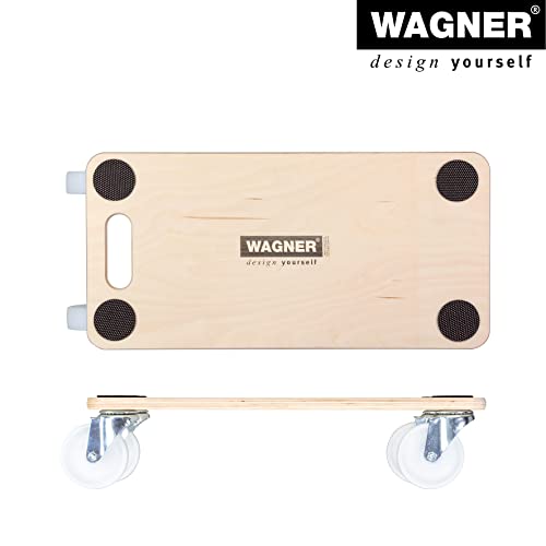 WAGNER Transportroller Transporthilfe I Möbelroller aus Schichtholz 59 x 29 x 13,5 cm, Tragkraft 300 kg I Möbelhund für Umzüge I Rollbrett für Möbel I Lastenroller mit Tragegriff I FSC® I Made in DE