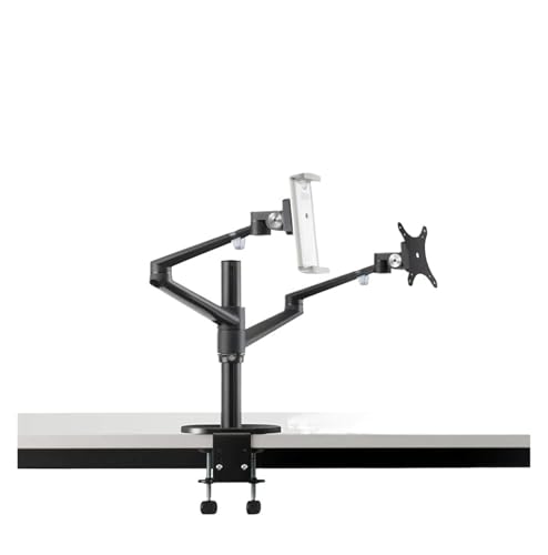 Support de moniteur double bras réglable 17-32 pouces en aluminium avec connecteur Type-H