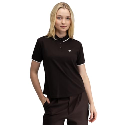 Polo piqué de golf pour femme Valderrama-W marron foncé conçu par Siroko