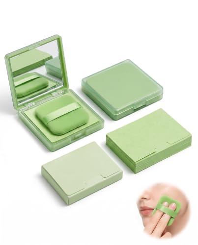 YIPFEN Papier Matifiant Visage 200 Feuilles avec Miroir - Absorbe Sébum, Anti-Brillance. Comprend 100 en Boîtier et 100 Recharges. Idéal Peaux Grasses & Mixtes, Retouches Maquillage.