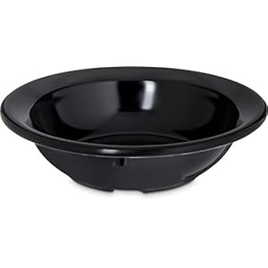 Carlisle FoodService Products Dallas Ware Reusable Plastic Bowl Fruit Bowl with Rim for Buffets, Home, and Restaurants, Melamine, 3.5 Ounces, Black, (Pack of 48)