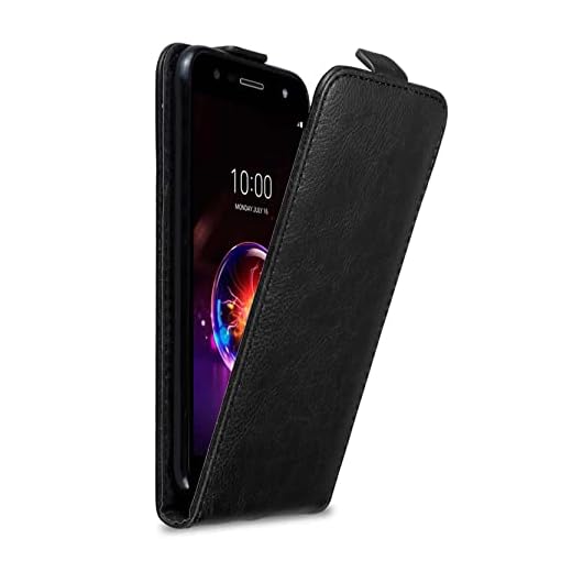 Cadorabo Hülle kompatibel mit LG X Power 3 Flip Design aus Premium Kunst Leder Flip Klappbare Stoßfeste Magnetische Cover Hülle für LG X Power 3 Tasche in Schwarz