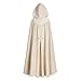 LTAKK Cloak with Hood Women Renaissance Hooded Medieval Cloak Witch Robe, Champagne Gold, Medium