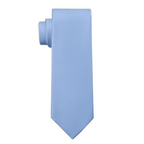 Image of KOOELLE Men's Ties Solid Pure Color Plain Formal Light Blue Ties For Men