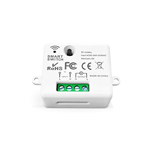 Tedeligo Kit interruttore luci wireless facile da installare AC 220 V 230 V 240 V 10 Amp 2000 W mini ricevitore di controllo per luci, lampade, ventilatori, elettrodomestici