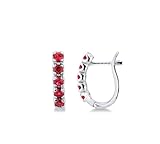 ✨ Rubini GV GIOIELLI DI VALENZA Orecchini ovali in oro bianco 18k con 5+5 rubini