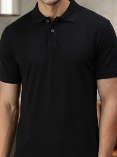 Image of Lux Cozi Men's Cotton Solid Polo Tshirt | Collar Tshirts | Half Sleeves | Stylish & Premium All Day Wear | Pack of 1