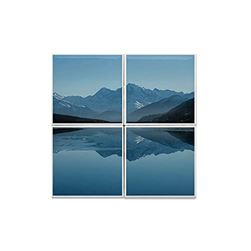 Carreaux céramique décoratif lac de montagne 20x20 cm pour une fresque murale de 40x40 cm