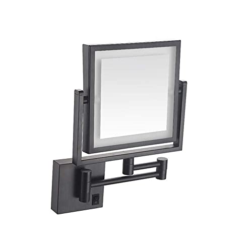 Espejo de Afeitar para Baño Espejo de Maquillaje con Carga USB Montado en la Pared con Luces LED y Espejo de Tocador con Aumento 1x/3x Brazo