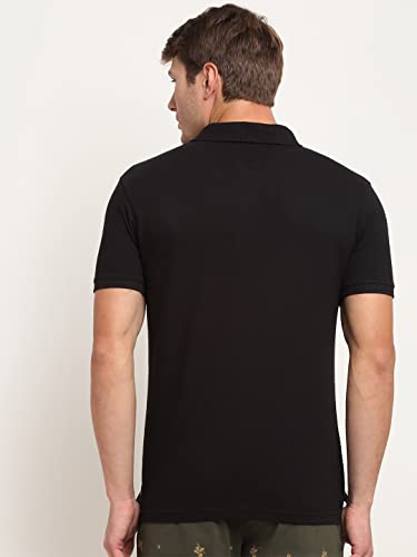 Image of Cantabil Men's Cotton Blend Solid Polo Neck T-Shirt (Regular Fit)