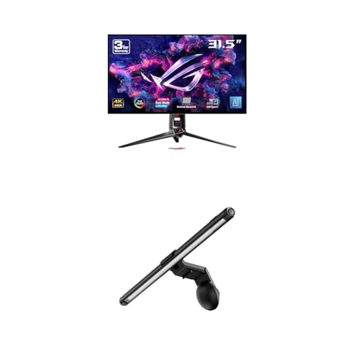 ASUS ROG Swift 32” 4K OLED Gaming Monitor (PG32UCDP) ROG Aura Monitor Light Bar (ALB01)