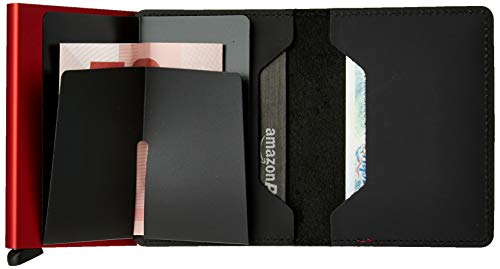 Secrid - Secrid Slim Wallet Genuine Matte Leather Rfid Safe Card Case For Max 12 Cards (Black Red) #TOP4