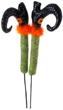 Perfectly Festive RAZ Imports - Halloween Decorative 26" Posable Witch Legs (Orange Cuff/Sock)
