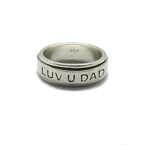 Bague tournante argent 925 LUV U DAD anneau homme anti-stress