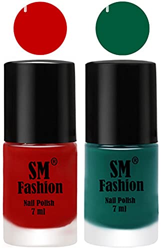 Image of Long Lasting Nail Polish | Nail Paint Combo 7 ml Each) - Set of 2 Orange-Green