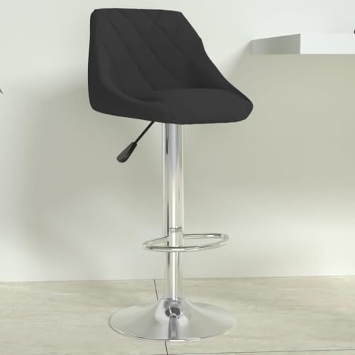 JHQHSM Taburete de bar de terciopelo negro con altura regulable con resorte de gas y rotación de 360 grados, cubierta de terciopelo suave para mayor comodidad, estructura de acero cromado con