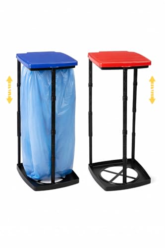 Posten Anker Müllsackständer Stabil mit Deckel 60120L Gelber Sack Halter XXL Extra Fester Müllbeutelständer mit Haltering Geruchsdicht Platzsparend Küche Balkon (Müllsackständer XXL 120 Liter rot)