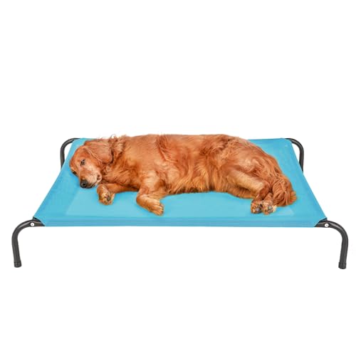 Image of FurHaven Elevated Pet Cots - Cooling & Breathable Nylon Mesh Hammock for Large Dogs /Easy-to-Assemble / / Durable and Reinforced /Perfect for Rest & Relaxation Outdoors - Capri Blue, Large