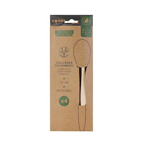 Juego de 4 cucharas de bambú reutilizables Green Actitud