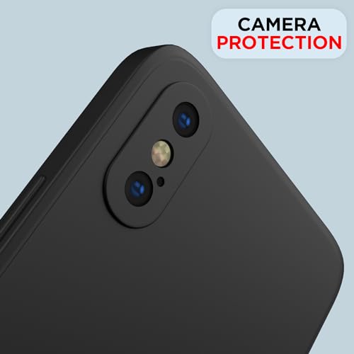 Image of Outlouders Back Cover for iPhone X /iPhone Xs | Camera Protection | Durable Soft Matte Silicone Bumper Case (Black)