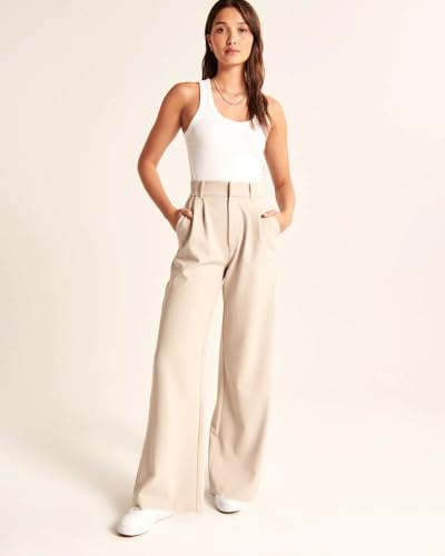 Image of Elendra Cotton Blend Wide Leg Pants for Women | HIGH Waist Formal Baggy Pants