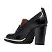 YDN Women Chunky High Heels Round Toe Oxford Loafer Shoes Slip On Leather Office Work Pump Size 7 Black