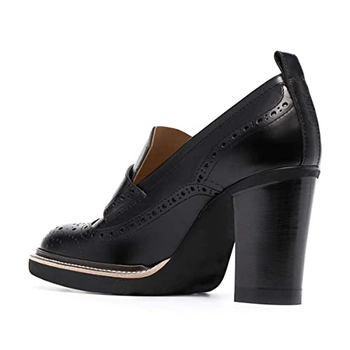 YDN Women Chunky High Heels Round Toe Oxford Loafer Size Color Material Customize Available Shoe Size 4-15 US3
