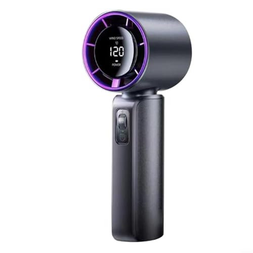 Ventilador de mano de 120 velocidades con carga USB y pantalla digital, ventiladores portátiles recargables de mano, tecnología de refrigeración para uso en interiores y exteriores (violeta)