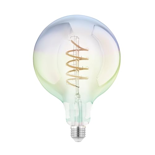 Eglo LED E27 de colores, bombilla grande de colores brillantes, foco globo en colores del arco iris, 3 vatios, luminaria blanco cálido, 2200k, G150, Ø 15 cm