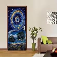 Gwiaździste niebo Feniks Naklejki na drzwi Kreatywny wir Złota Folia Dekoracyjne Naklejki Salon Sypialnia Plakat (60 x 120 cm/bez ramki)