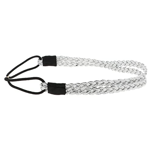 Diadema Plata Brillante, Original Diadema Doble Trenzada, Goma Elástica Fina Tamaño Único, Diadema para Boda o Fiesta - Image 2