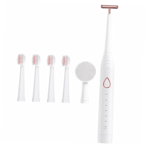 Homoyoyo Cepillo Eléctrico Recargable con Función Sónico Masaje y Limpieza Facial para Adultos y Cepillo de Dientes Multifuncional Blanco