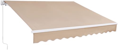 VEVOR Manual Retractable Awning, 10 x 8 ft Outdoor Patio Awning Retractable Sun Shade, Water-Resistant Polyester Patio Door Window Awning Sunshade Shelter with Crank Handle for Backyard, Balcony