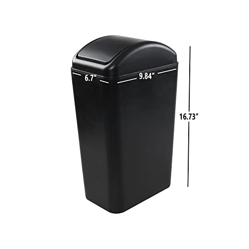 Caneca de basura rectangular negra 14 litros plástico miniatura 2