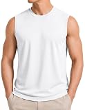 KEFITEVD インナーシャツ メンズ ノースリーブ 綿100 トレーニングウェア タンクトップ 吸汗 通気 tシャツ スポーツ ホワイト 2XL
