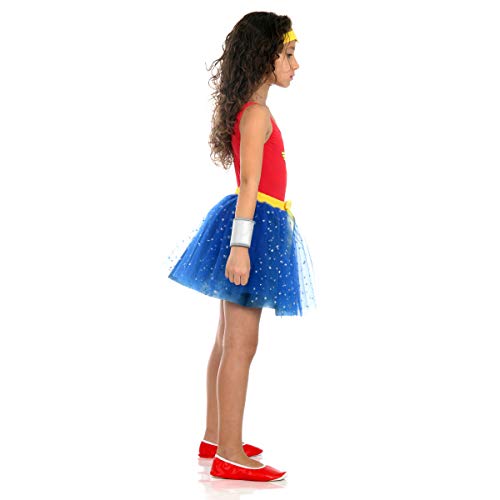 Fantasia Mulher Maravilha - Dress Up Infantil 916308-M, Vermelho/Azul, Sulamericana Fantasias