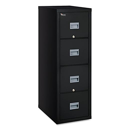 FireKing 4P1825CBL Patriot Insulated Four-Drawer Fire File, 17-3/4w x 25d x 52-3/4h, Black