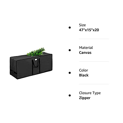 Tree Storage Bag, Waterproof Christmas Tree Storage, Fits Up To 7.5 Ft Tall Artificial Disassembled Trees ,Extra Large Heavy Duty Storage Container With Handles  (Black, 47"X15"X20) #TOP6