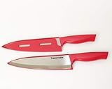  TW TUPPERWARE Messer 2X Chefmesser Küchenmesser in Lachs mit Klingenschutz + Mini Trichter lila