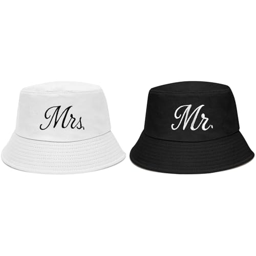 JUSTOTRY 2 sombreros para despedida de soltera para mujeres y novias para ser decorativas, sombrero de novia blanco y negro para Jga, accesorios para mujeres y regalos de boda para novios