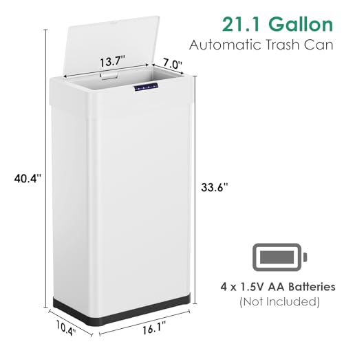 Bote de basura automático Arlopu sensor 21.1 galón blanco miniatura 2