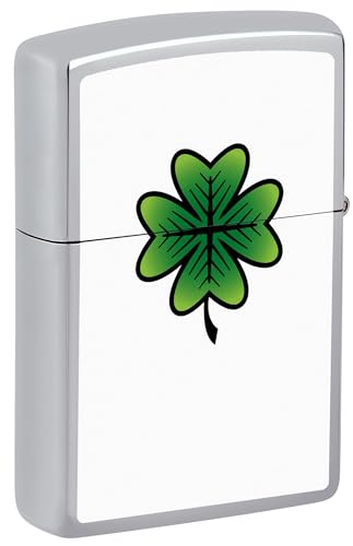 Encendedor Zippo Trébol de Cuatro Hojas Cromo Brillante miniatura 2