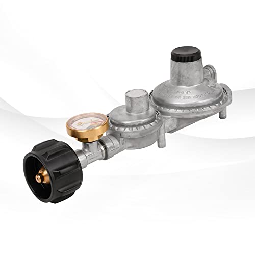 Only Fire Vertical Two Stage Propane Regulator With Qcc1 Connection And Tank Gauge, 3/8" Female Npt Outlet For Gas Grills, Propane Tank, Rv, Propane Heater #TOP1