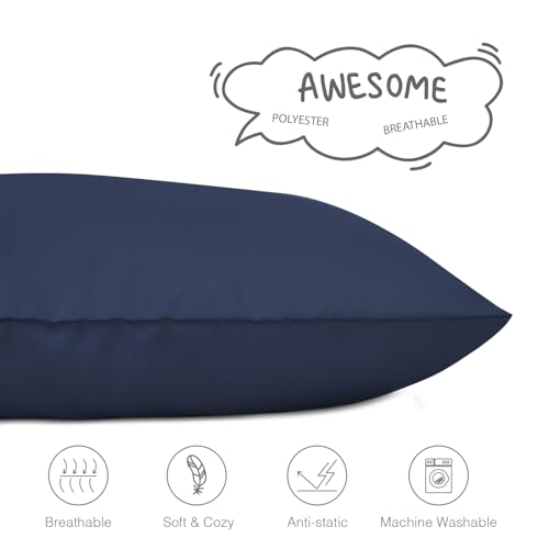 Image of EXQ Home Toddler Pillowcases 13x18 Travel Pillow Case Set of 2, Small Pillow Case Fits Baby Pillow Sized 12x16, 13x18, Kids Pillowcases 2 Pack Machine Washable with Envelope Closure (Dark Navy)