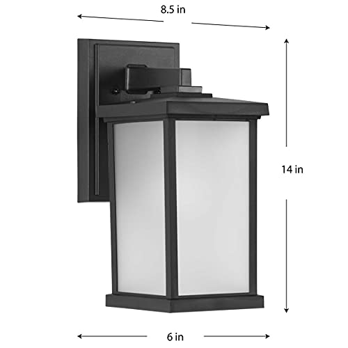 Progress Lighting 1-Light Frosted Shade Traditional Outdoor Wall Lantern Light, Trafford Non-Metallic Lantern Collection, Outdoor, P560289-031, Textured Black by Progress Lighting - Image 2